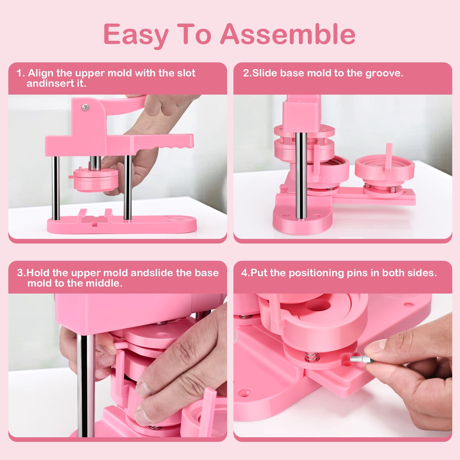 Heart Shape 57mm Badge Pin Button Maker Die Mold, Button Making Badge Punch Press Machine ,Beginner-Friendly