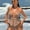 Light Brown, variant on Women's Crochet Hollow Out Bikini Set, Halter Shell Bead Peplum Top & Side Tie High Cut Cheeky Bottom Two Piece Boho Beach Bathing Suit Swimwear