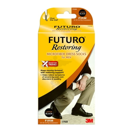 FUTURO Microfiber Dress Socks, Large Black