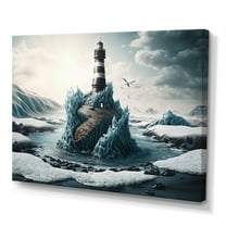 Designart Fantasy Lighthouse In The Arctic Ocean I Canvas Wall Art