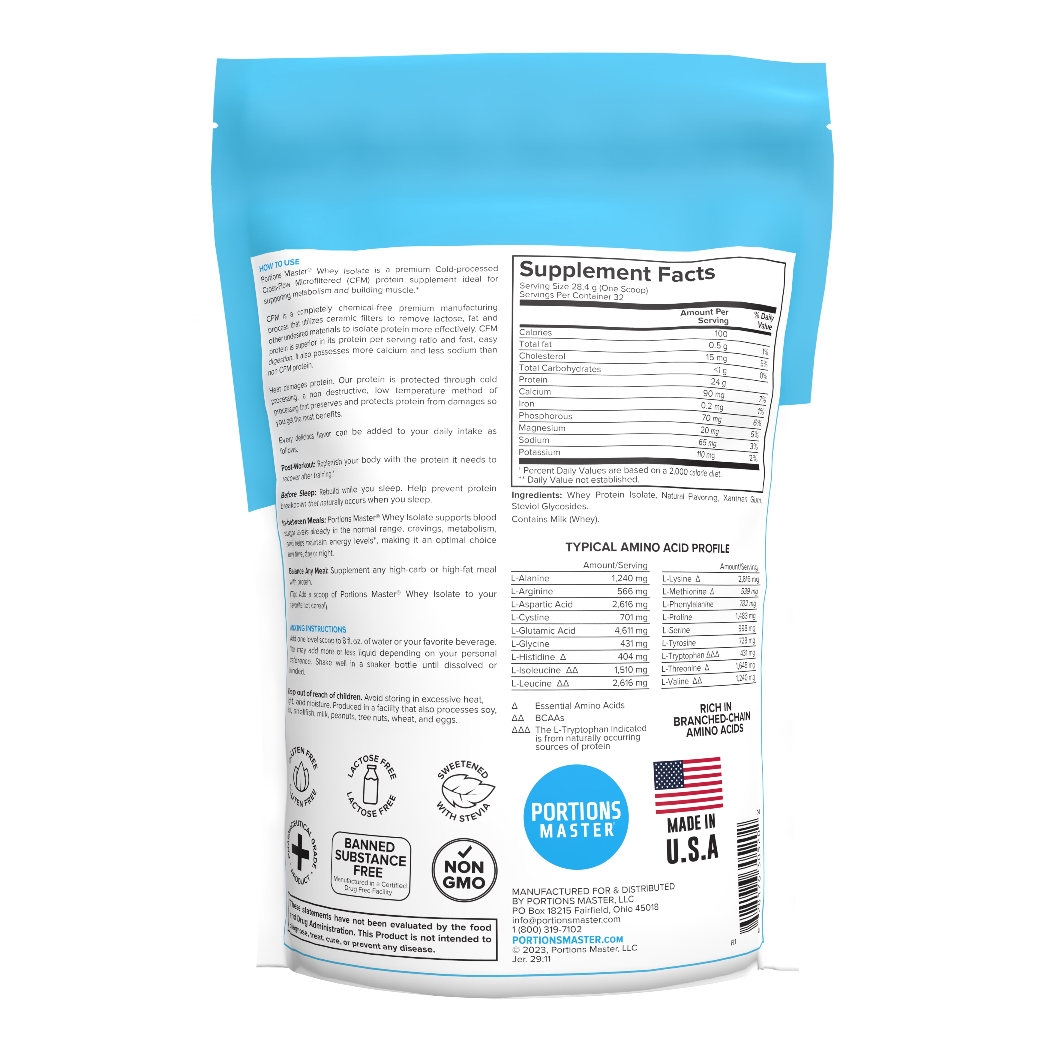Portions Master CFM Whey Isolate Protein 2lb | Birthday Cake