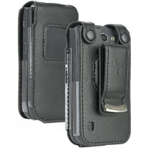 Case for Nokia 2720 V Flip Phone, Nakedcellphone [Black Vegan Leather] Form-Fit Cover with [Built-in Screen Protection] and [Metal Belt Clip]