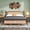 Walnut, variant on Sailvan King Pine wooden Bed with Rattan Headboard and Footboard, Central Enhanced Bed Platform
