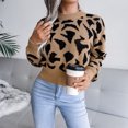 thumbnail image 3 of Suéter de señora para mujer, suéter de cuello redondo de manga larga con estampado de leopardo para invierno y otoño, 3 of 8