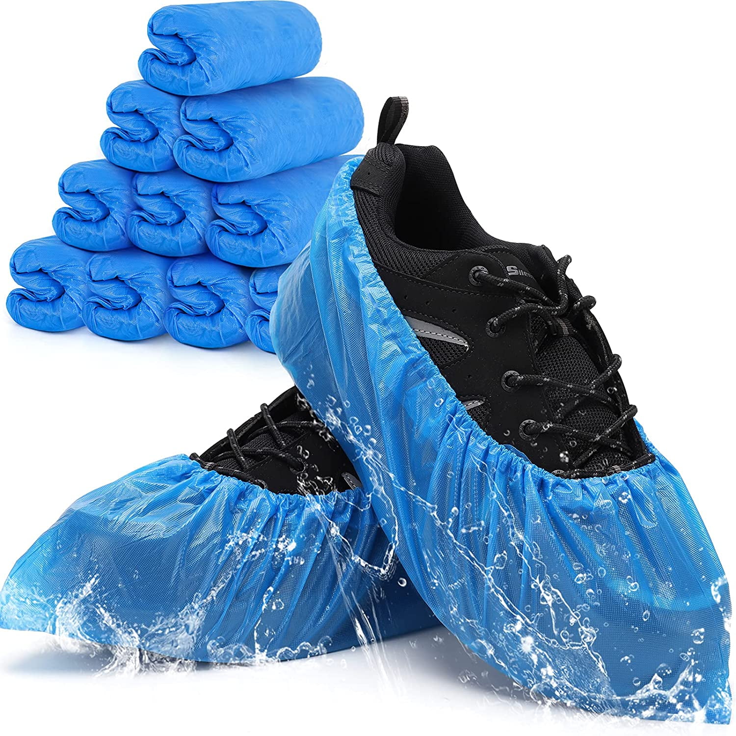 US 100/200/400 PCS Plastic Waterproof Shoe Covers Blue Overshoes Boot Anti-slip 