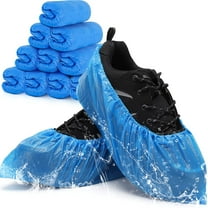 acdanc Disposable Non-Slip, Plastic Shoe Covers with Elastic Fit, Blue, 100 Pack