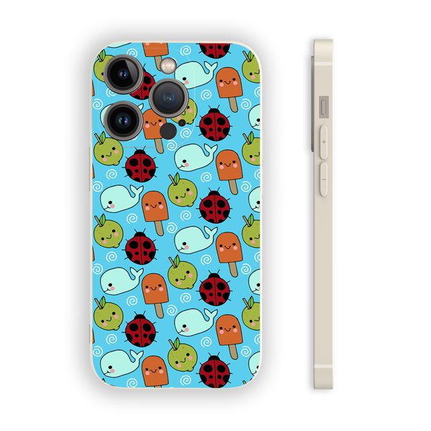 Manténgase a la moda y protegido: estuche plateado mate de doble capa con divertidos dibujos animados para iPhone 15 Pro Max