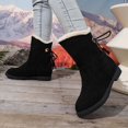 thumbnail image 7 of Wovix Womens Snow Boots Faux Suede Boots Slip-On with Side Pom Round Toe Shoes Chunky Winter Warm Boots Trendy Daily Black 35, 7 of 7