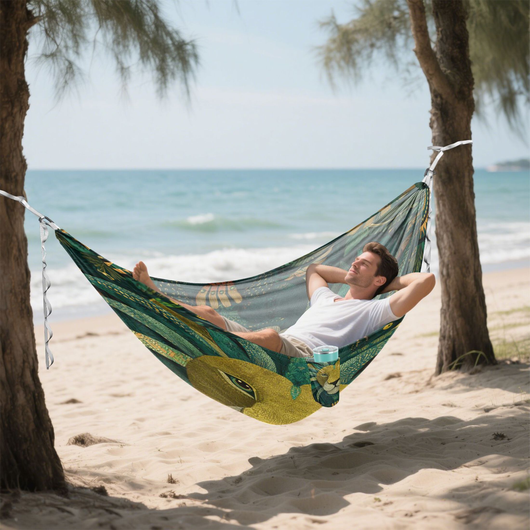 Hammock Camping Hammock Nylon Portable Hammock Travel Camping Hammock Green Lion