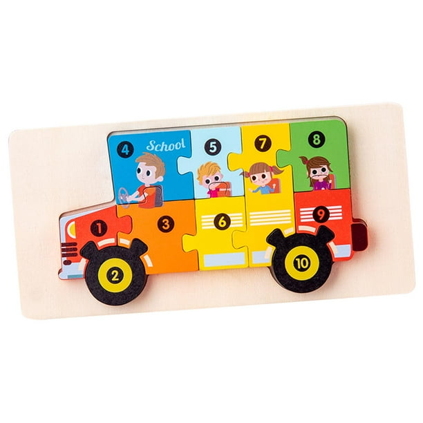 Rompecabezas de madera para pequeños 1-3 Rompecabezas Educativo Montessori Juguetes Vehículo Coche Rompecabezas para pequeños Niñas Autobús CUTICAT Rompecabezas de madera