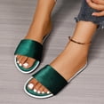 thumbnail image 6 of Women Solid Velvet Wide Strap Flat Open Toe Slip On Casual Slide Sandals Green 9.5, 6 of 9