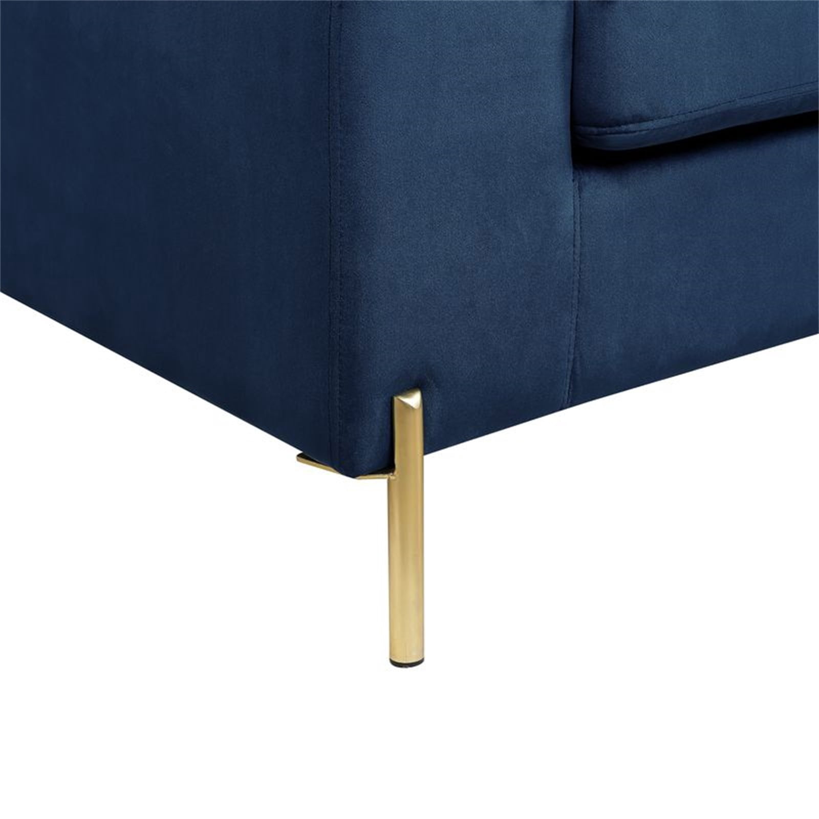 Hommoo Velvet L-Shaped Sectional Sofa with Chaise, Modern Living Room Sofa Set, Blue