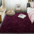 thumbnail image 5 of SARAG Fluffy Rug, 5x7 Non-Slip Plush High Pile Carpet for Bedroom Dining Room Kids Room, Wine Red, 5 of 7