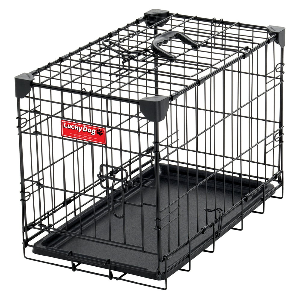 Lucky Dog Folding Black Wire 2 Door Training Crate, 22"