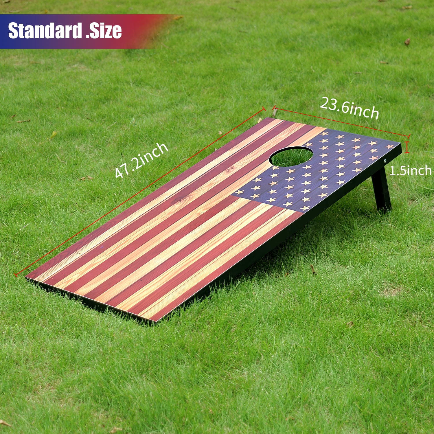 Cometoss Cornhole Set Corn Holes Outdoor Game 4' x 2' Cornhole Boards Bean Bag Toss Game Outdoor for Family Lawn Beach Outside Activities,Include 8 Bean Bag 1 Carrying Bag 47.2x23.6 Inch America Flag