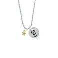 thumbnail image 2 of Delight Jewelry Goldtone Mini Star with Clear Crystal Silvertone Script Initial Disc - G - Charm Necklace, 20"+3", 2 of 4