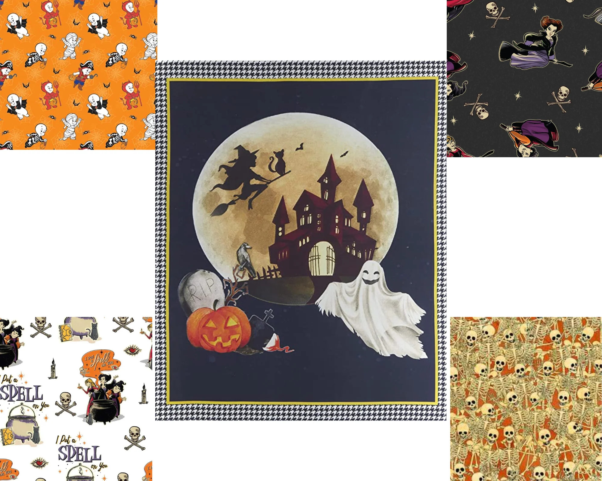 Halloween Bundle with Darkside Panel and 6 print Bundle, FAT Quarter, 1