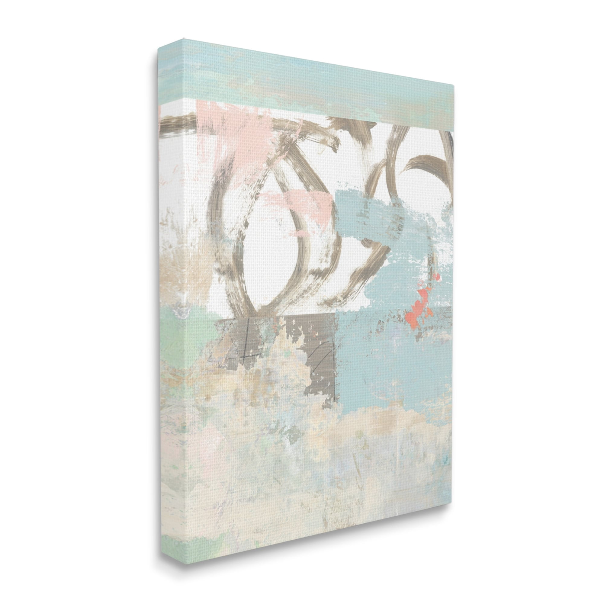 Stupell Industries Messy Blue Paintbrush Strokes Over Abstract Shapes ,16 x 20,Designed by Suzanne Nicoll