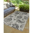 thumbnail image 3 of Unique Loom Outdoor Botanical Collection Area Rug - Floral (7' 1" x 10' Rectangle Gray/Silver), 3 of 12