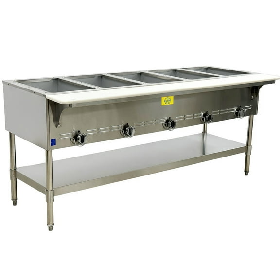 72.5 in. 5-Well Commercial Gas Steamtable Aerohot 15,500 BTU Heat Wells Food Warmer