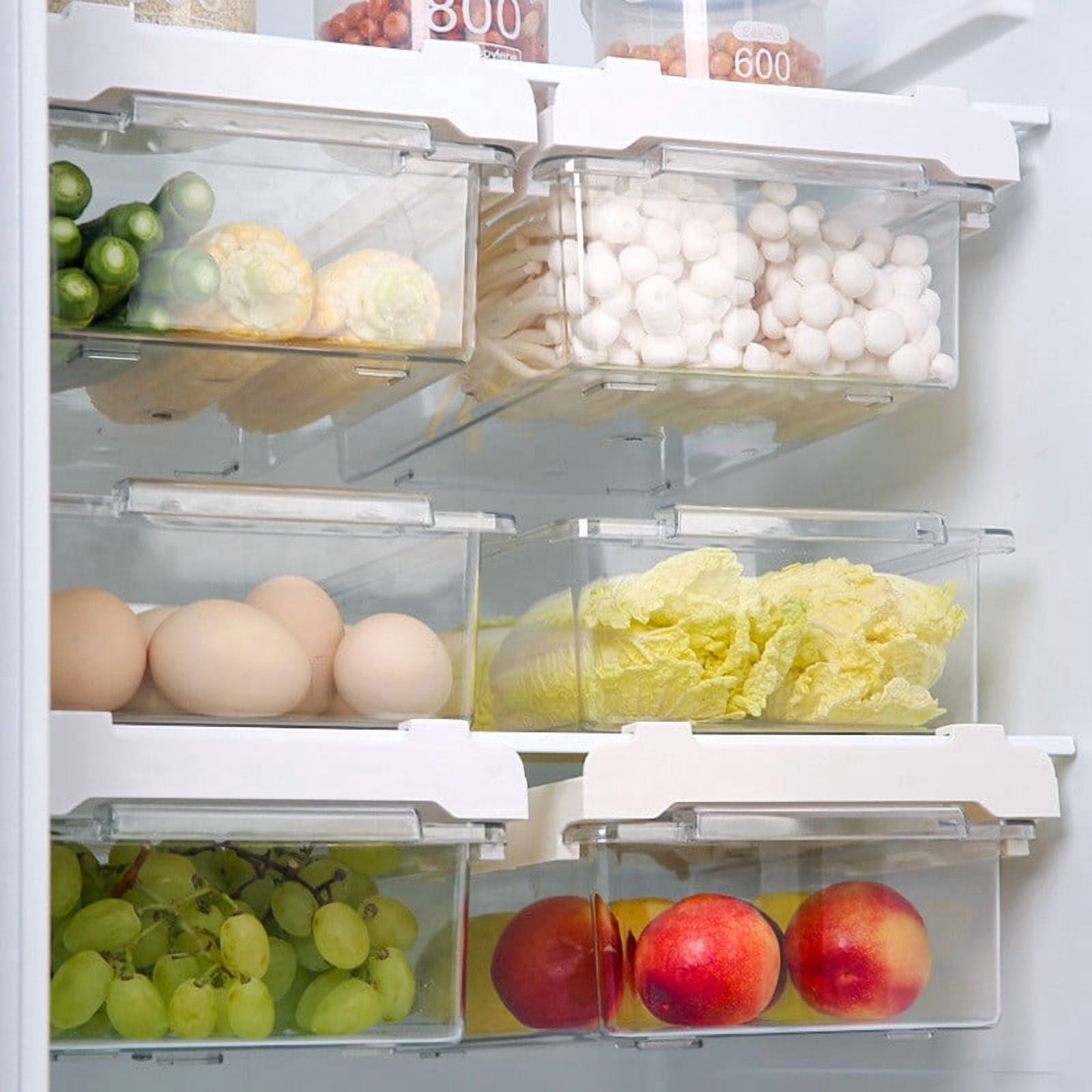 Fridge Storage Box, Kitchen Shelf Organizer, Transparent Cupboard Storage Basket Rack for Maximizing Space, Keeping Food Fresh and Organized