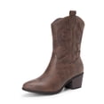 thumbnail image 1 of Botas DREAM PAIRS Cowboy Bordadas Marrón de Media Caña Talla 9.5, 1 of 7