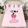 thumbnail image 2 of Erosebridal Initial Monogrammed Bed Sheets Set Queen Size,Bowknot Cow Print Bedding Sets Queen Size,Lightweight Queen Sheet Sets,Kawaii Room Decorative,4-Piece, 2 of 7