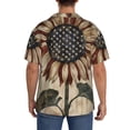 thumbnail image 4 of Zufioo USA Sunflower Flag Print Mens Button Down Short Sleeve Shirt,Classic Plaid Shirt,Mens Accessories Fashion Shirt-4X-Large, 4 of 6