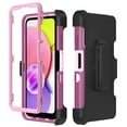 thumbnail image 4 of Xhy Samsung Galaxy A03S Case with Belt Clip Holster Screen and Lens Protector Military Grade Full Body Shock Drop Resistant 3 in 1 Rugged Durable Detachable for Samsung A03S Phone - Wine Pink, 4 of 9
