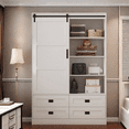 thumbnail image 2 of Glavbiku Farmhouse Tall Bedroom Armoire Wardrobe Closet with Hanging Rod, 4 Drawers, 4 Shelves,Adult, 2 of 13