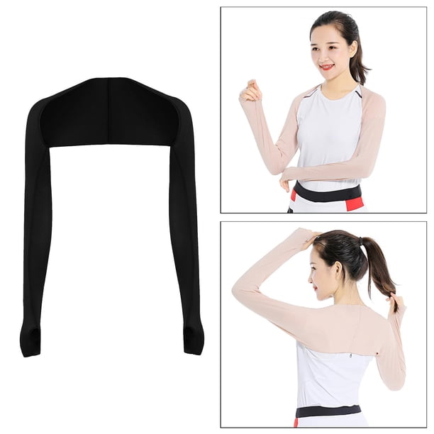 Bufanda de enfriamiento avanzado Mangas de los s Protección solar UV Transpirable Enfriador Encogimiento de hombros Golf Montar Conducción Sender Negro Macarena Manga de brazo de mantón de enfriamiento