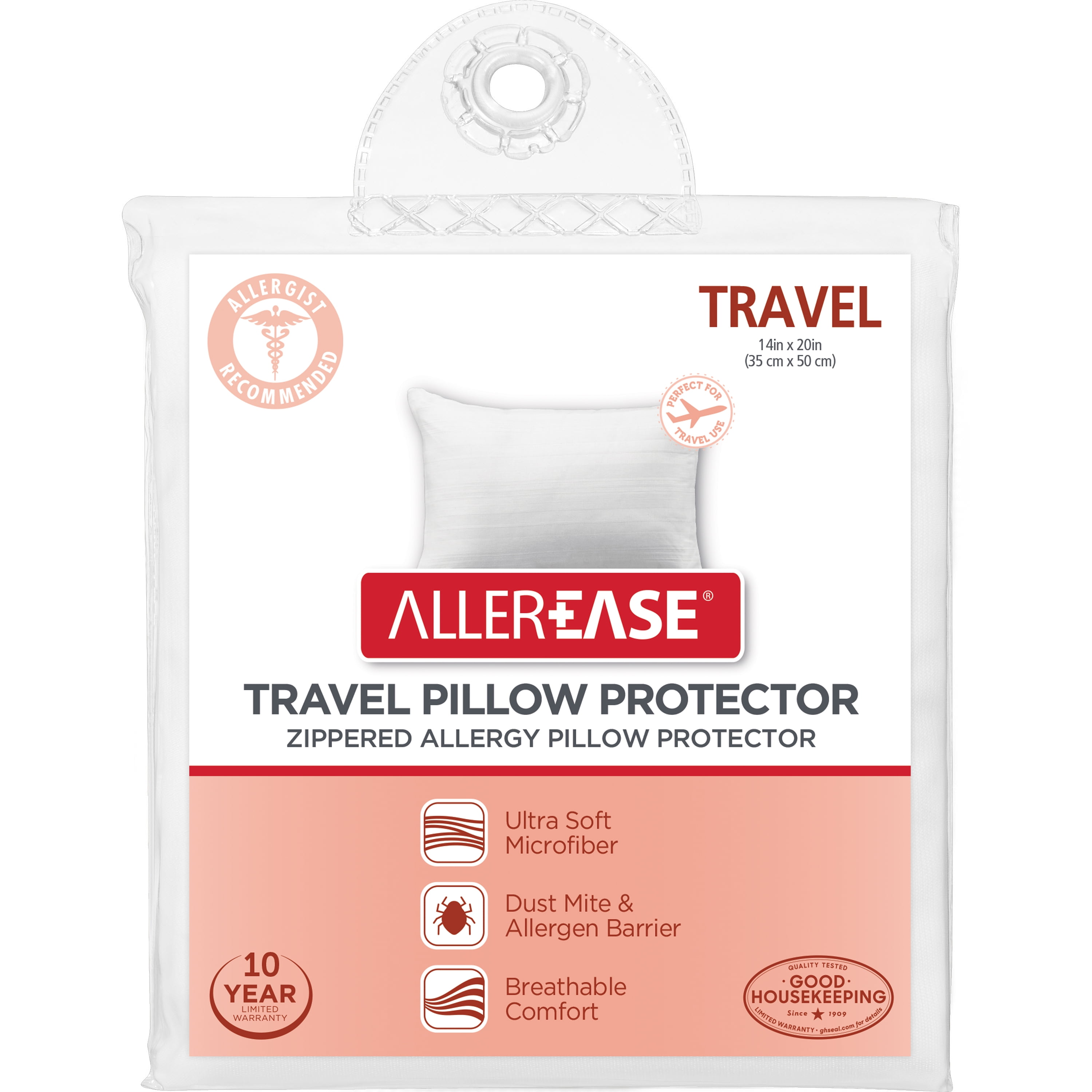 AllerEase Travel Pillow Protector with Zippered Closure, Black
