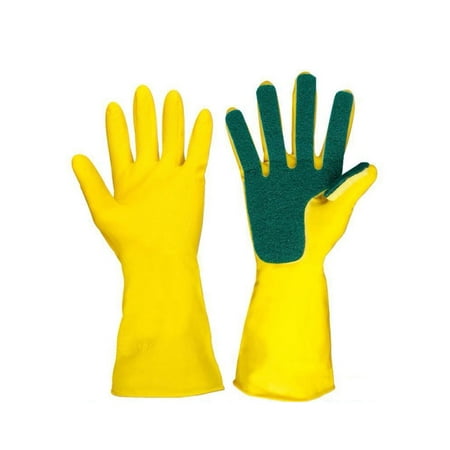 Home Dish Washing Cleaning Gloves Scrub Kitchen Dishwashing Sponge Rubber Finger Scouring Gloves for