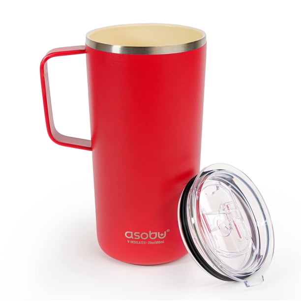 Taza de viaje Asobu Tower de acero inoxidable con revestimiento cerámico, 600 ml