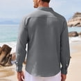 thumbnail image 5 of BKQCNKM Mens Shirts for Men's Casual Shirts Band Collar Long Sleeve Beach Hippie T Shirts Fashion Striped Shirts Mens T Shirt, Gray 2 3XL, 5 of 7