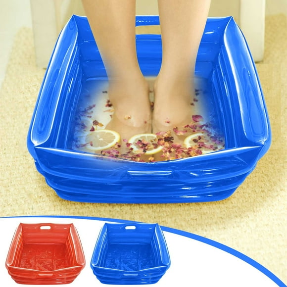Fiudx Baño de Pies Inflable de Pvc, Lavabo Portátil y Plegable, Diseño Compacto y Ligero, Fácil de Inflar, Ideal para Acampar En La Playa, Fiestas En La Piscina y Actividades Al Aire Libre, Tamaño de