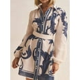 thumbnail image 2 of Womens Printed Long Sleeve Shirt Dress Belted Button Front for Casual Everyday Wear 100% Polyester Fabric All Season, 2 of 15