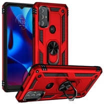 SaniMore Tri-layer Case for Motorola Moto G Play (2023), 360° Rotating Holder/Kickstand Rugged PC Back TPU Bumper Magnetic Car Mount Anti-fingerprint Anti-fall Heavy Duty Protective Case, Red