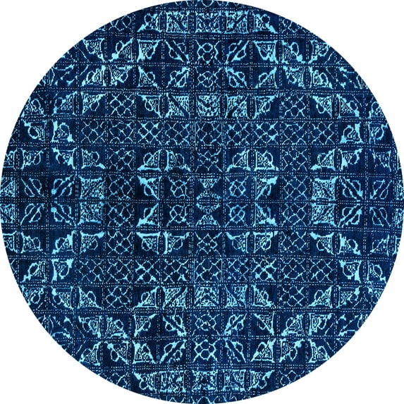 Ahgly Company Indoor Round Abstract Light Blue Modern Area Rugs, 4' Round