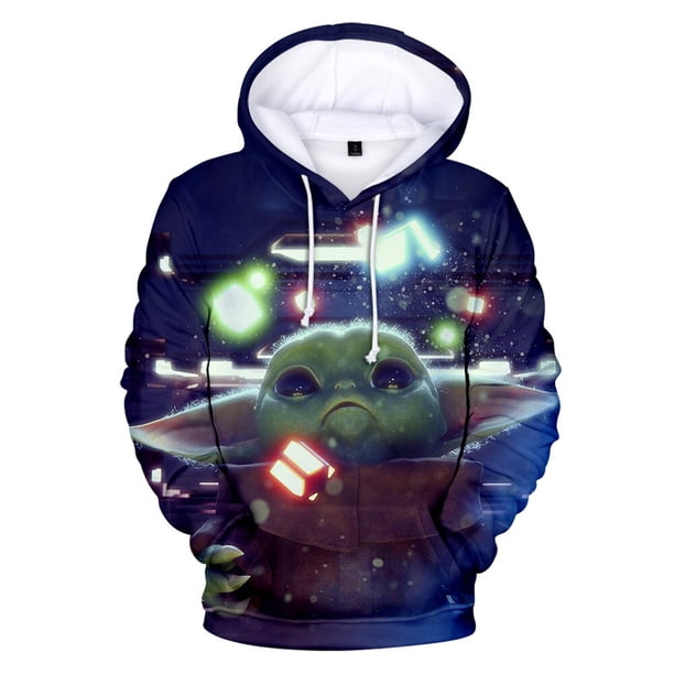 Sudaderas con capucha de Yoda para bebé mandaloriano de Disney, chaqueta informal para adultos y niños, jersey de Cosplay de tallas para niños, UnisexNegro CXXL Deng Xun unisex