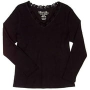 Faded Glory - Women's Plus Lace Trim V-Neck Shirt