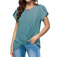 thumbnail image 3 of Camiseta De Manga De Pétalo De Moda,Camiseta De Manga Corta Con Cuello Redondo Tops De Manga De Pétalo Camiseta De Cuello Redondo Instalación Sin Esfuerzo, 3 of 6