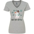 thumbnail image 3 of Inktastic Let It Snow Cute Snowman in Hat and Scarf Women's V-Neck T-Shirt, 3 of 5