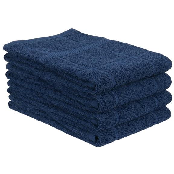 MALLOWEX Kitchen Towels Set of 4 Solid | Dish Towels 16 x 26 Inches | Super Soft and Absorbent |100% Cotton Dish Rags for Drying Dishes | Quick Drying Kitchen Hand Towels | Navy Blue