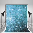 thumbnail image 1 of YUSDECOR 5x7ft Blue and White Square Lattice Backgrounds Photography White Lights Glitter Backdrops, 1 of 3