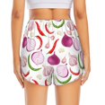 thumbnail image 4 of Running Shorts for Women, Onion garlic bell pepper Workout Athletic Shorts with Pockets, Lounge Yoga Shorts Women, 4 of 7