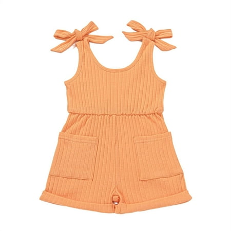 

Infant Baby Toddler Onesie Cute Bow Summer Solid Color Sleeveless Shorts 6M 4Y Summer Clothes