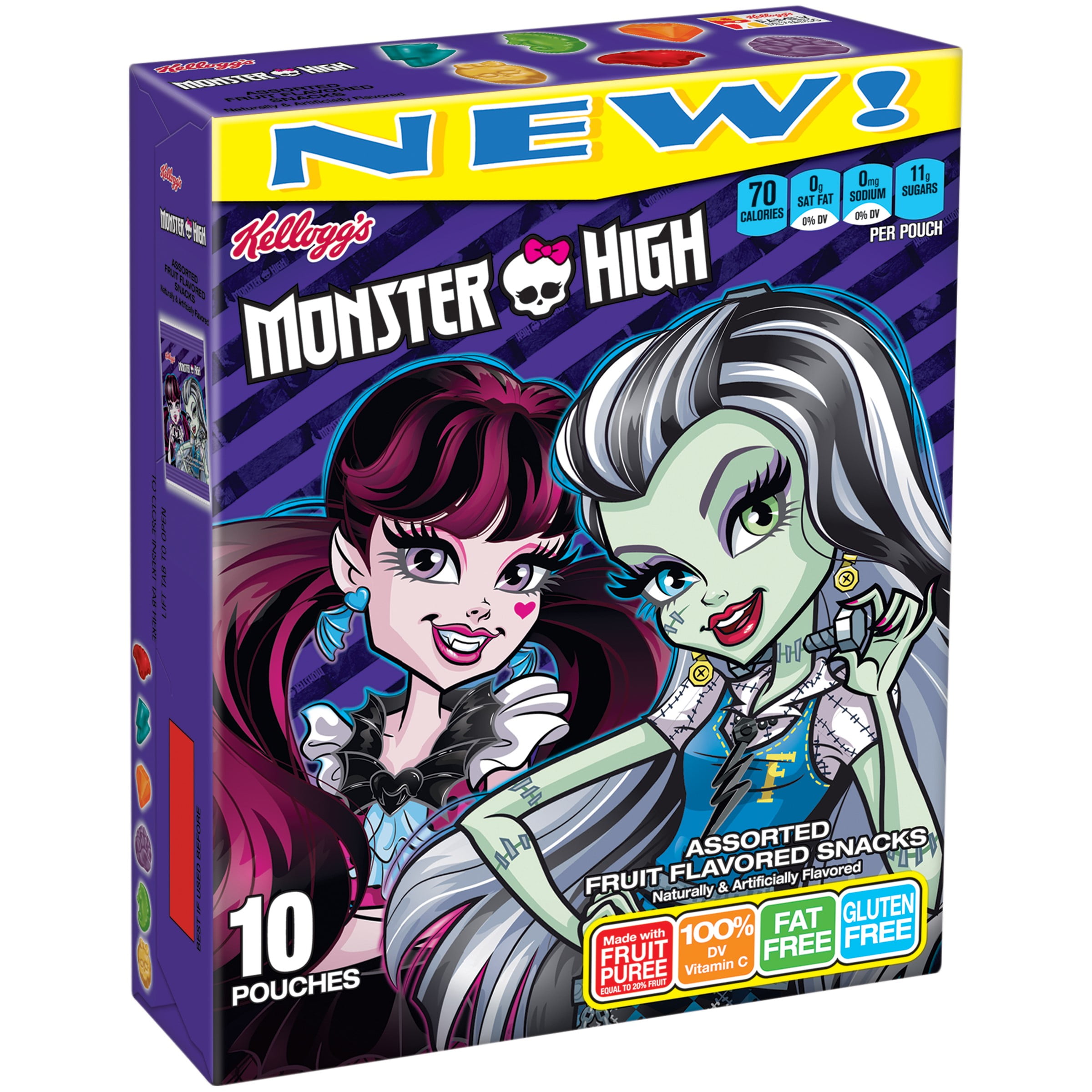 Kellogg's Monster High Assorted Fruit Flavored Snacks Pouches, 8 Oz