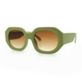 thumbnail image 6 of Womens Trendy Octagonal Beveled Thick Plastic Round Mod Sunglasses Green - Brown, 6 of 8