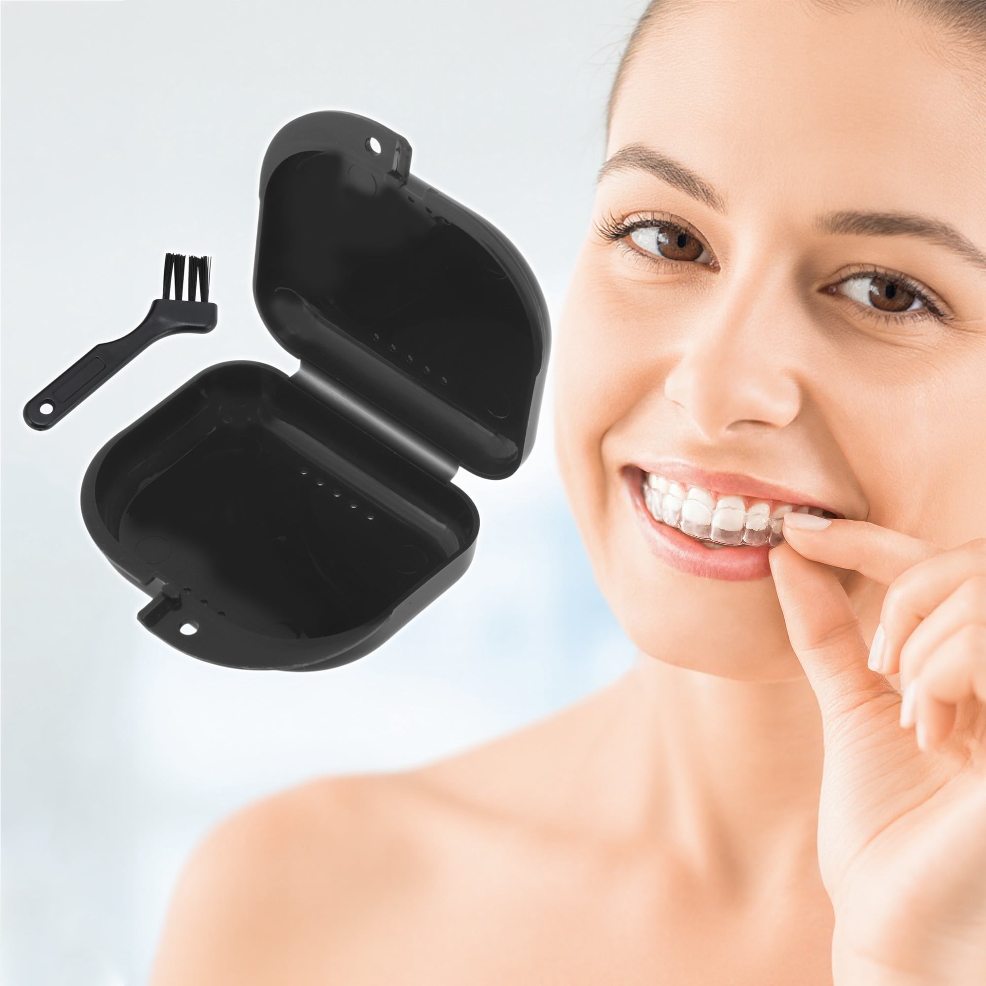 Unique Bargains Mini Braces Box with Brush 1 Set Black
